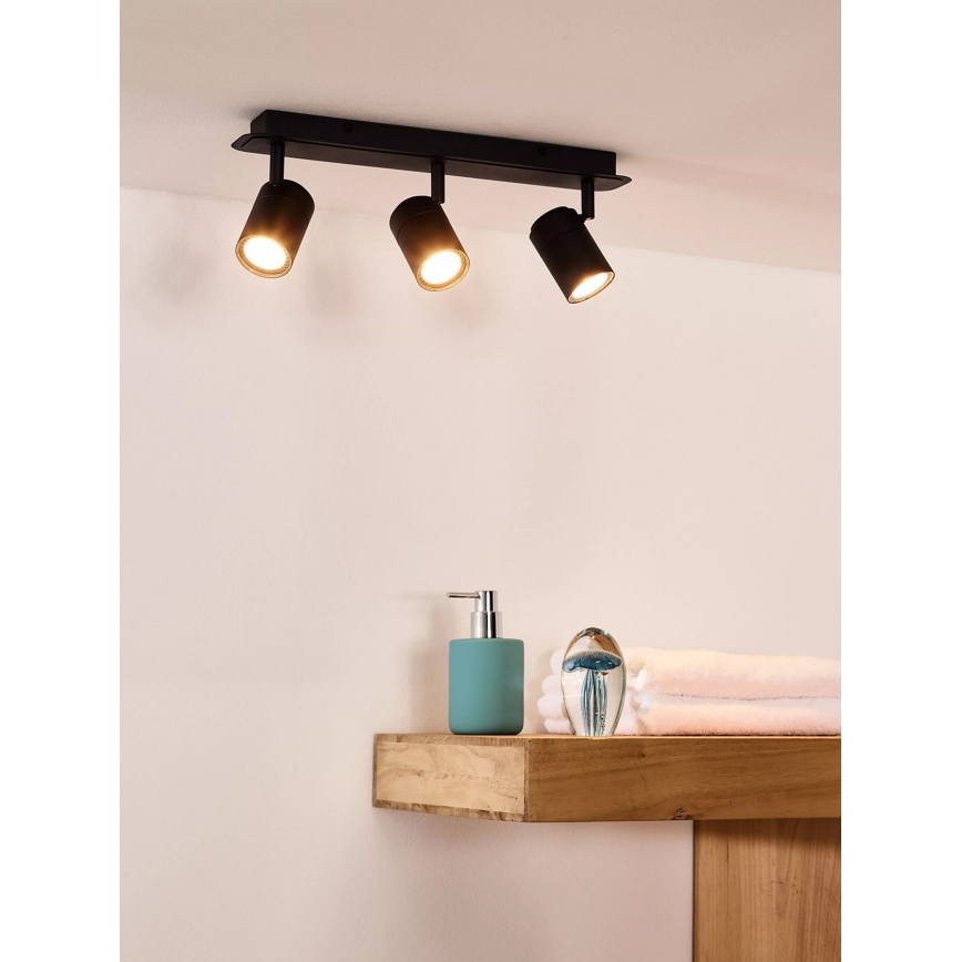 Lucide 26958/15/30 - LED Stmívatelné koupelnové bodové svítidlo LENNERT 3xGU10/5W/230V IP44 černá