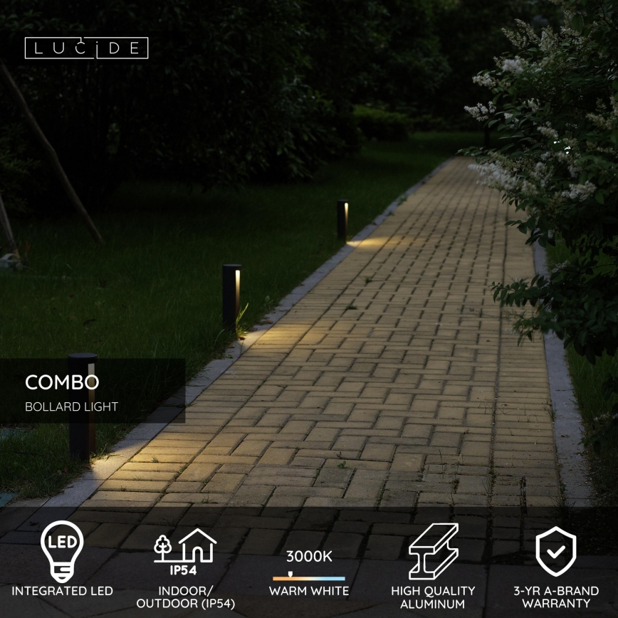 Lucide 27874/25/30 - LED Venkovní lampa COMBO LED/9W/230V 25 cm IP54