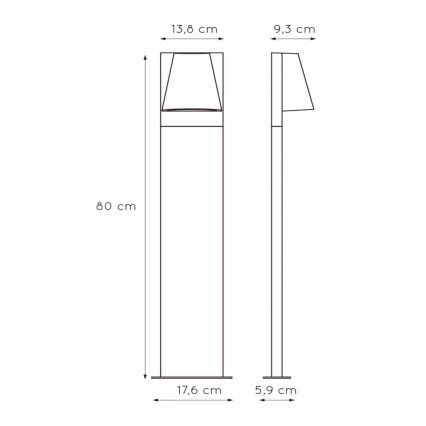 Lucide 29898/80/29 - Venkovní lampa LIAM 1xGU10/35W/230V IP44 80 cm antracit