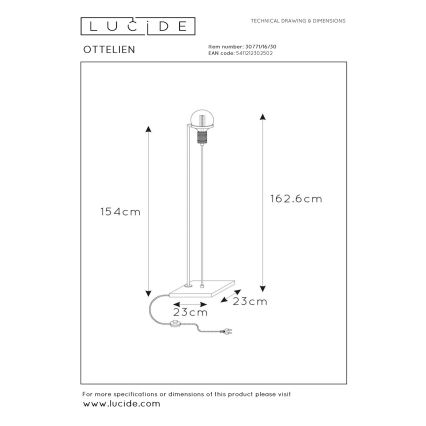 Lucide 30771/16/30 - Stojací lampa OTTELIEN 1xE27/60W/230V