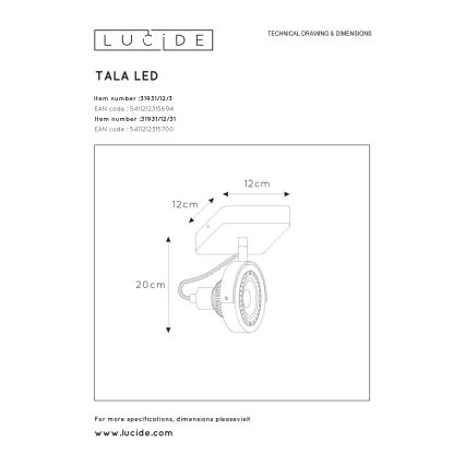 Lucide 31931/12/30 - LED Stmívatelné bodové svítidlo TALA 1xGU10/12W/230V černá