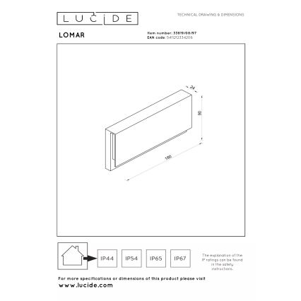 Lucide 33819/08/97 - LED Venkovní nástěnné svítidlo LOMAR LED/10W/230V IP54