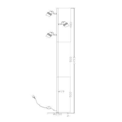 Lucide 34744/03/30 - Stojací lampa TUNDRAN 3xGU10/5W/230V černá