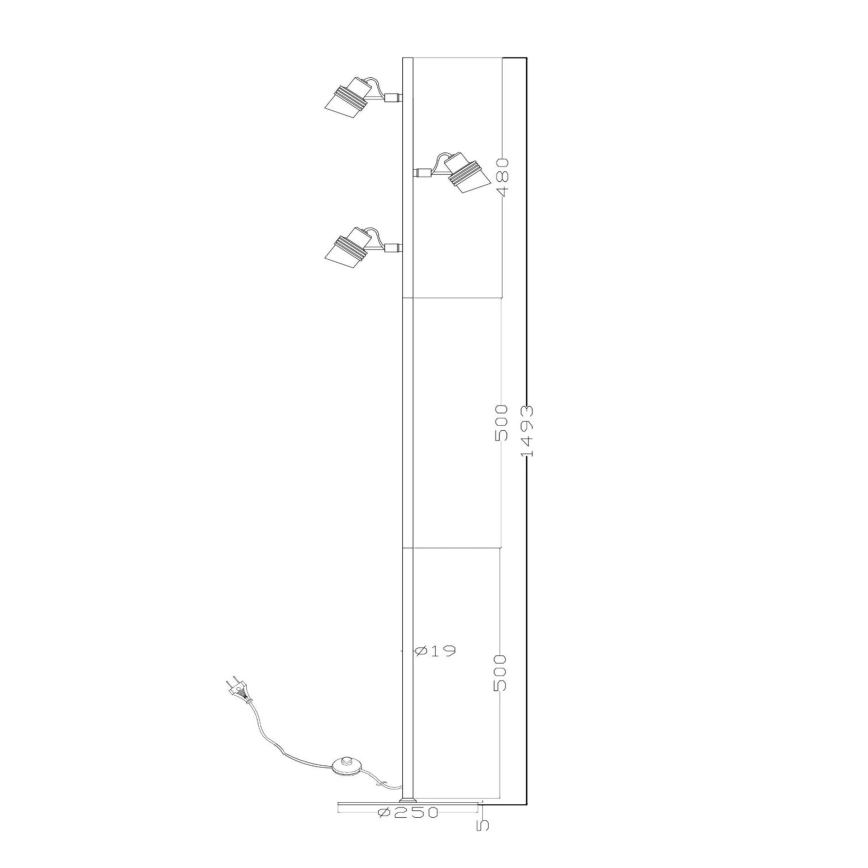 Lucide 34744/03/30 - Stojací lampa TUNDRAN 3xGU10/5W/230V černá