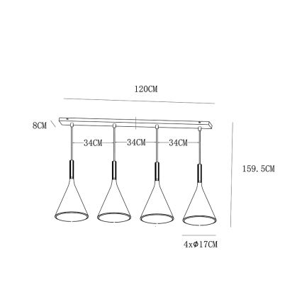 Lucide 35410/04/30 - Lustr na lanku GIPSY 4xE27/25W/230V