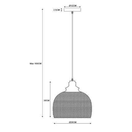 Lucide 43404/28/30 - Závěsné svítidlo MESH 1xE27/60W/230V 28 cm