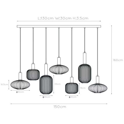 Lucide 45386/07/62 - Lustr na lanku MALOTO 7xE27/40W/230V