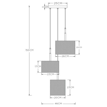 Lucide 45459/03/30 - Lustr na lanku BASKETT 3xE27/40W/230V