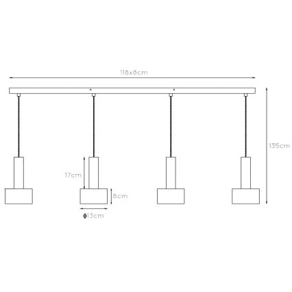 Lucide 45471/04/30 - Lustr na lanku TEUN 4xE27/40W/230V