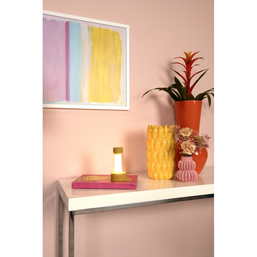 Lucide 45500/01/44 - LED Stmívatelná dotyková venkovní lampa LORALI LED/1,2W/4V USB IP44 2000 mAh žlutá