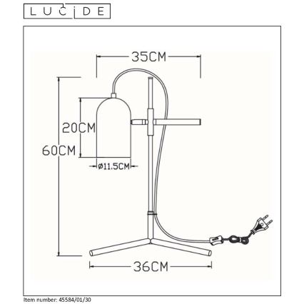 Lucide 45584/01/30 - Stolní lampa EDEK 1xE27/40W/230V černá