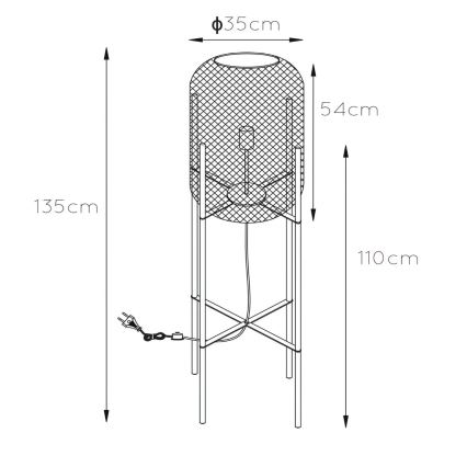Lucide 45785/01/30 - Stojací lampa MESH 1xE27/40W/230V černá