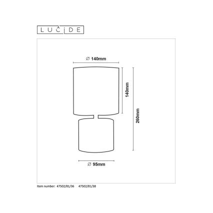 Lucide 47502/81/38 - Stolní lampa GREASBY 1xE14/40W/230V krémová