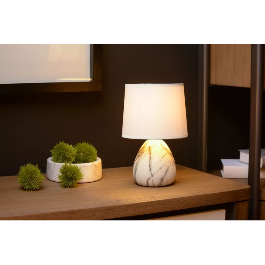 Lucide 47508/81/31 - Stolní lampa MARMO 1xE14/40W/230V bílá