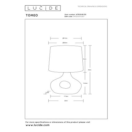 Lucide 47509/81/30 - Stolní lampa TOMEO 1xE14/40W/230V černá