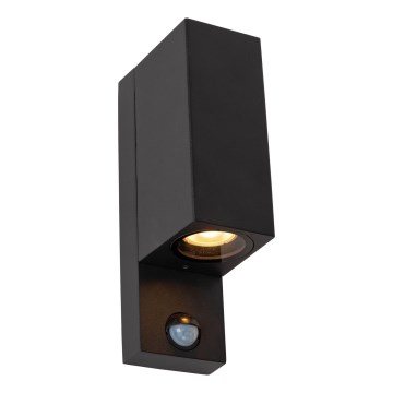 Lucide 69802/02/30 - Venkovní svítidlo se senzorem ZARO 2xGU10/7W/230V IP65 černá