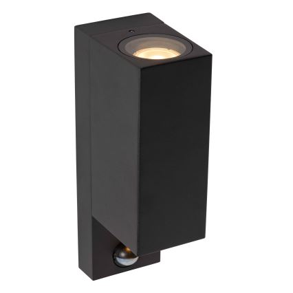 Lucide 69802/02/30 - Venkovní svítidlo se senzorem ZARO 2xGU10/7W/230V IP65 černá