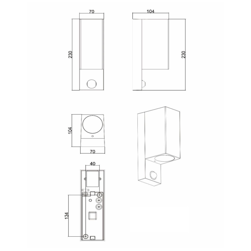 Lucide 69802/02/30 - Venkovní svítidlo se senzorem ZARO 2xGU10/7W/230V IP65 černá