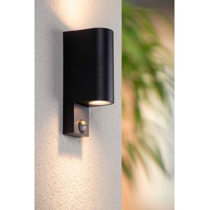 Lucide 69803/02/30 - Venkovní svítidlo se senzorem ZARO 2xGU10/7W/230V IP65 černá