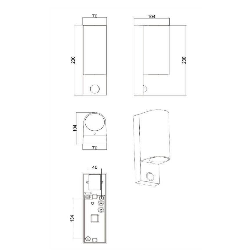 Lucide 69803/02/30 - Venkovní svítidlo se senzorem ZARO 2xGU10/7W/230V IP65 černá