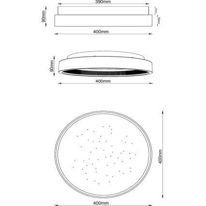 Lucide 71102/40/30 - LED Stmívatelné stropní svítidlo ESTREJA LED/40W/230V 2500-3000K pr. 40 cm černá + dákové ovládání