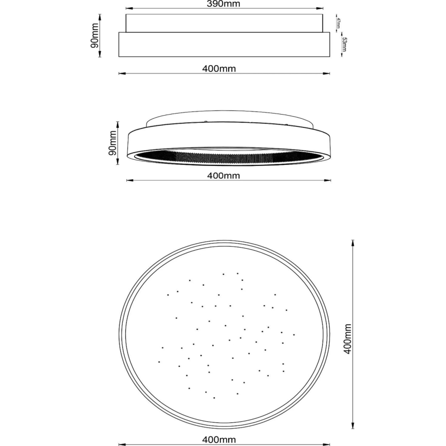 Lucide 71102/40/30 - LED Stmívatelné stropní svítidlo ESTREJA LED/40W/230V 2500-3000K pr. 40 cm černá + dákové ovládání