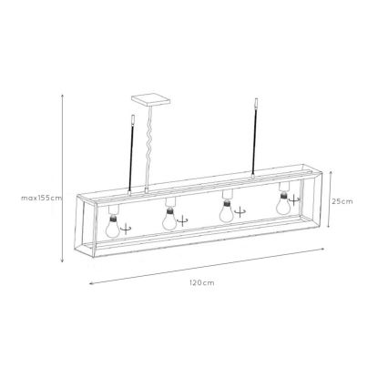 Lucide 73402/04/15 - Lustr na lanku THOR 4xE27/60W/230V