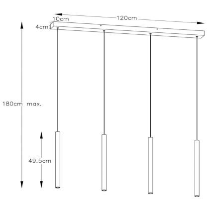Lucide 74403/04/30 - LED Stmívatelný lustr na lanku LORENZ 4xLED/4W/230V černá