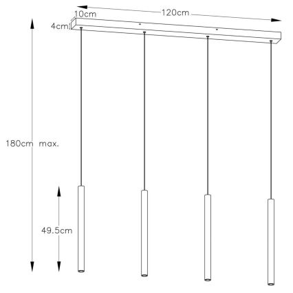 Lucide 74403/04/97 - LED Stmívatelný lustr na lanku LORENZ 4xLED/4W/230V měděná