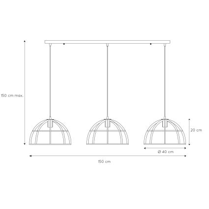 Lucide 76464/03/30 - Lustr na lanku DIKRA 3xE27/60W/230V