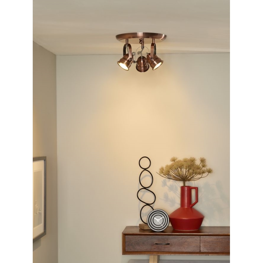 Lucide 77974/15/17 - LED bodové svítidlo CIGAL 3xGU10/5W/230V měď