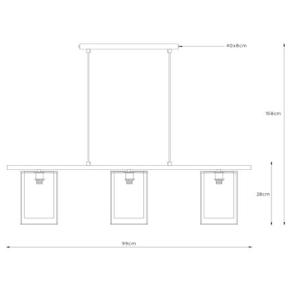 Lucide 78394/03/30 - Lustr na lanku DOUNIA 3xE27/40W/230V