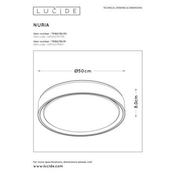 Lucide 79182/36/30 - LED Stmívatelné stropní svítidlo NURIA LED/36W/230V