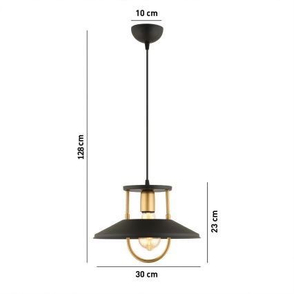 Lustr na lanku 1xE27/40W/230V černá/zlatá