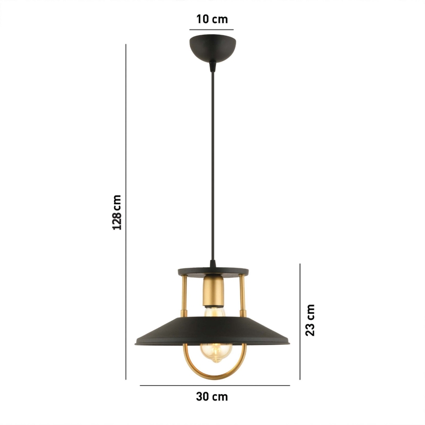 Lustr na lanku 1xE27/40W/230V černá/zlatá
