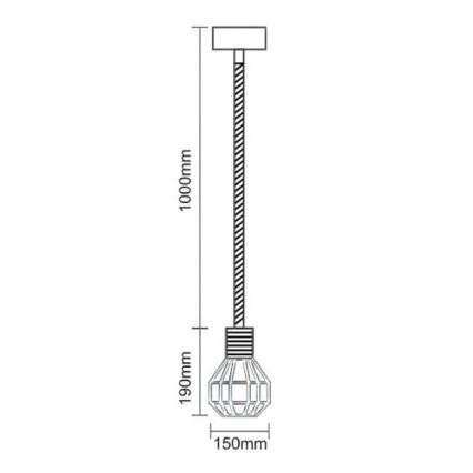 Lustr na lanku 1xE27/60W/230V pr. 15 cm