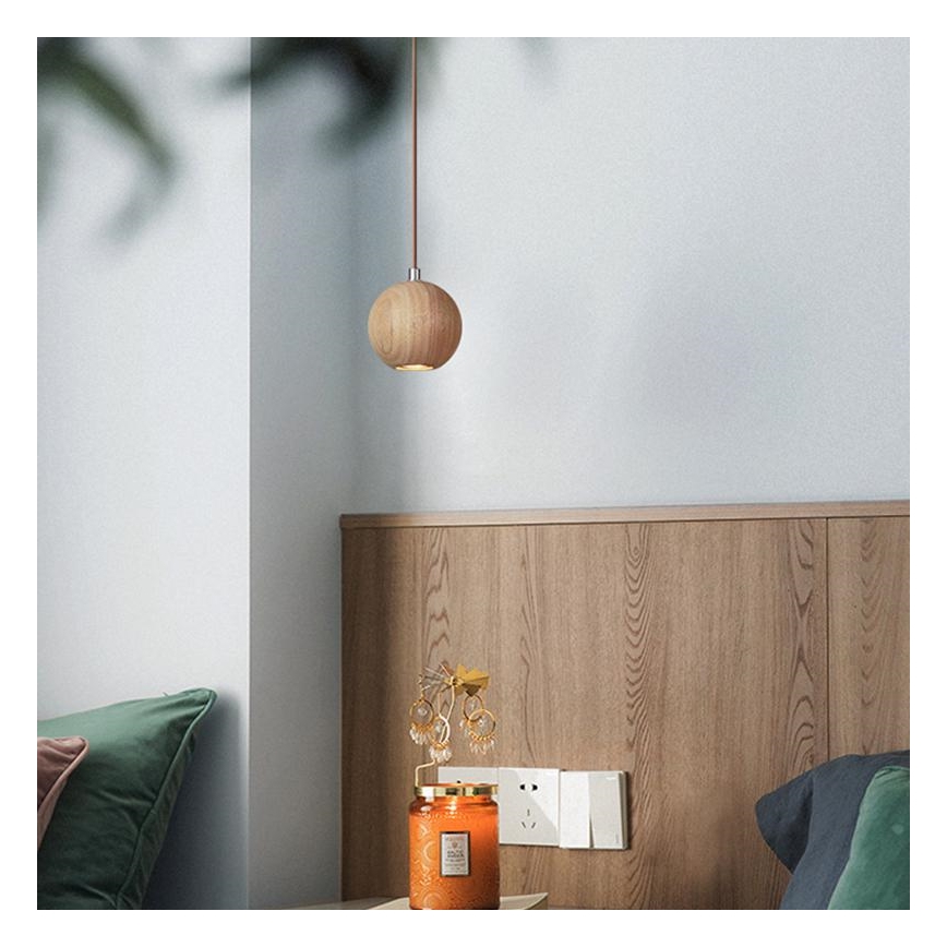 Lustr na lanku 1xGU10/10W/230V pr. 11 cm masiv/jasan