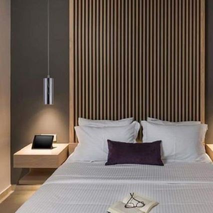 Lustr na lanku 1xGU10/10W/230V pr. 8 cm masiv/jasan