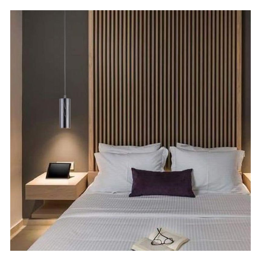 Lustr na lanku 1xGU10/10W/230V pr. 8 cm masiv/jasan