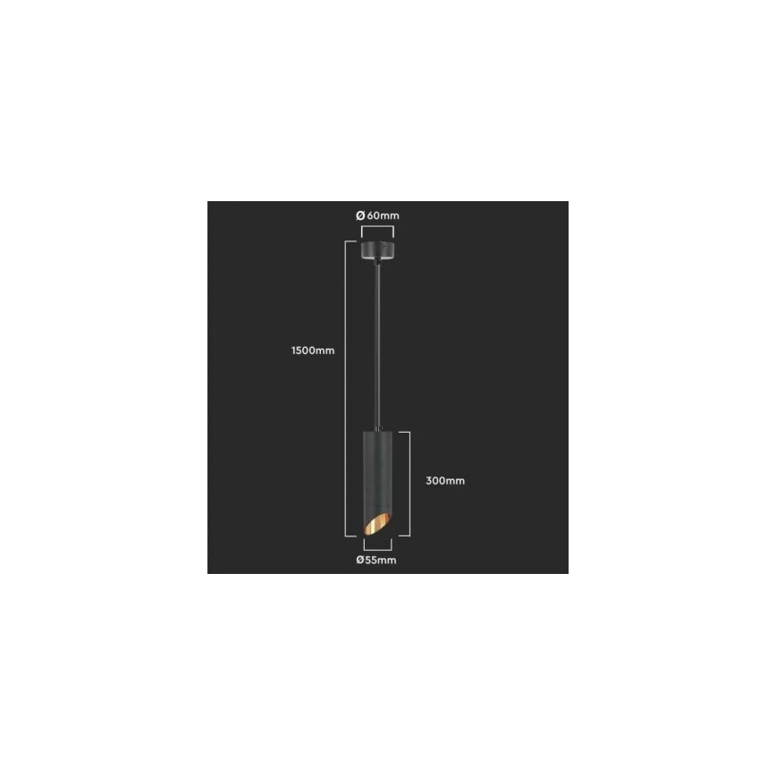 Lustr na lanku 1xGU10/35W/230V 30 cm černá