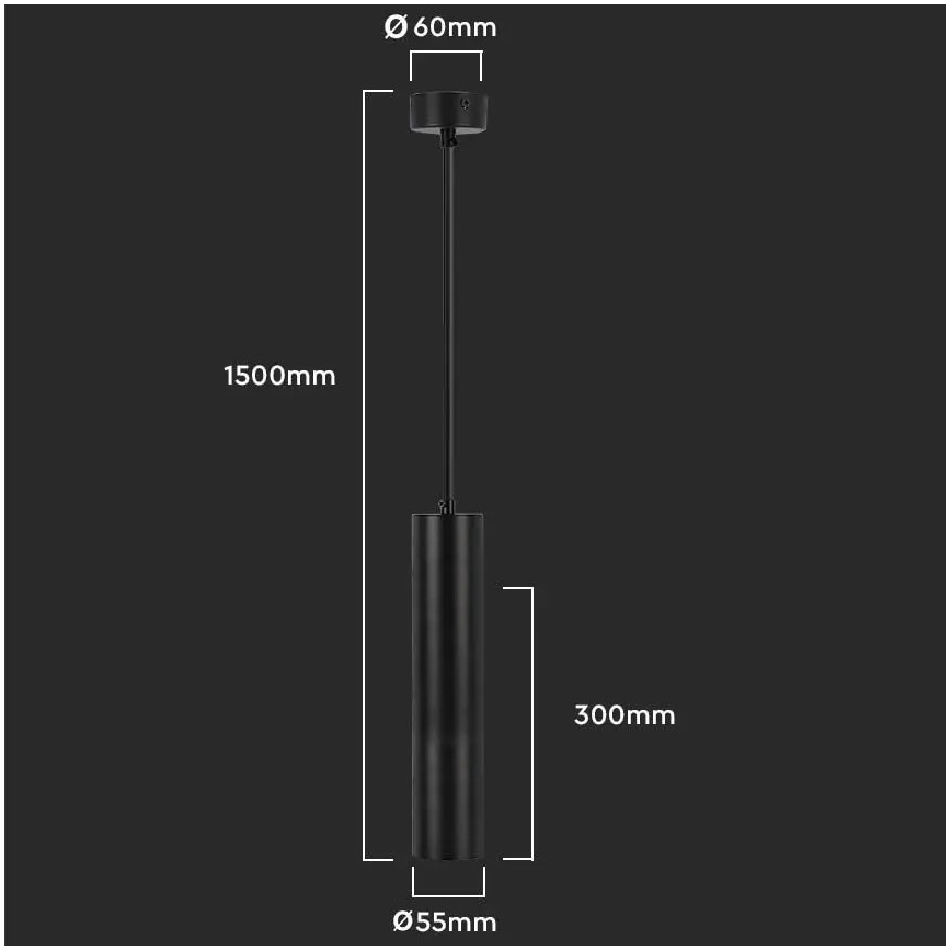 Lustr na lanku 1xGU10/35W/230V 30 cm černá