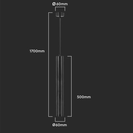 Lustr na lanku 1xGU10/35W/230V 50 cm černá