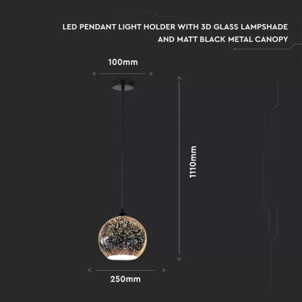 Lustr na lanku 3D 1xE27/60W/230V