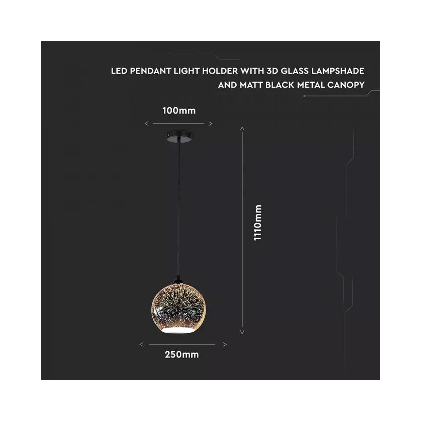 Lustr na lanku 3D 1xE27/60W/230V