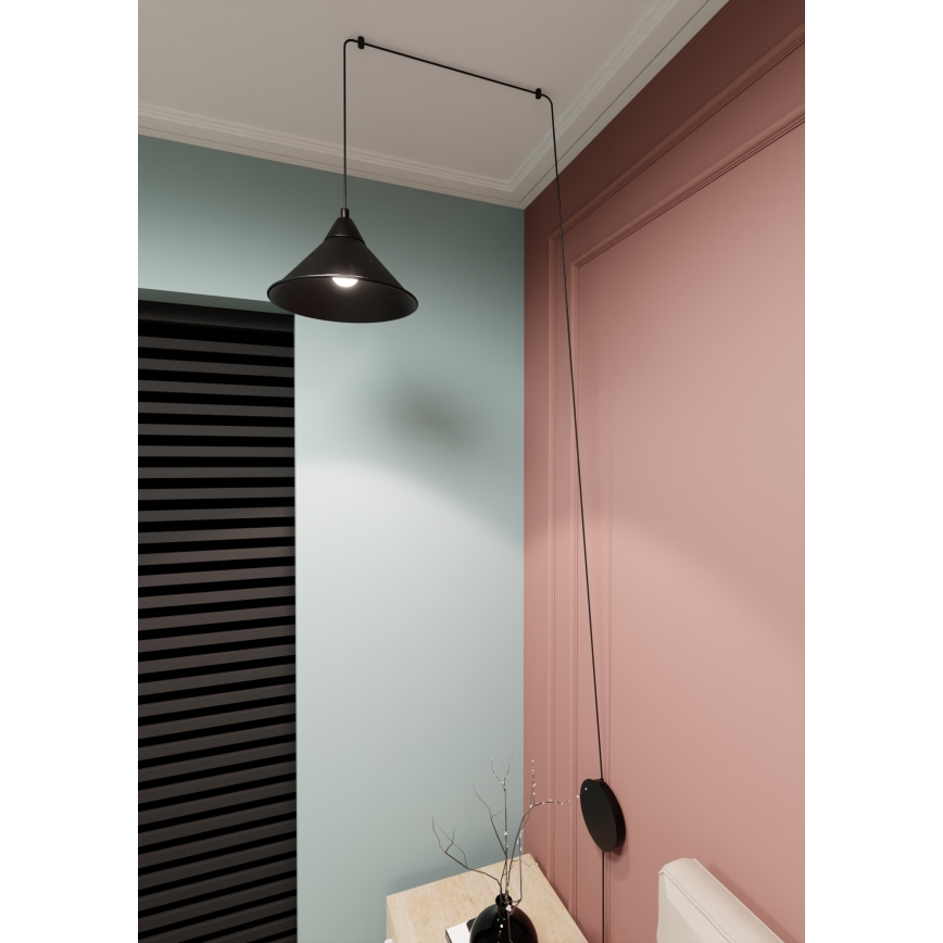 Lustr na lanku ABRAMO 1xE27/15W/230V černá