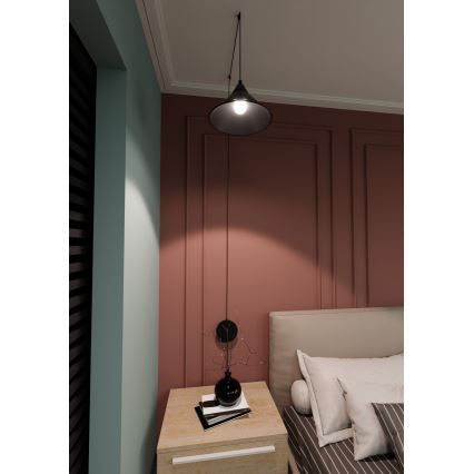 Lustr na lanku ABRAMO 1xE27/15W/230V černá