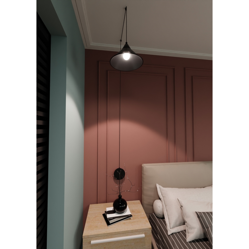 Lustr na lanku ABRAMO 1xE27/15W/230V černá