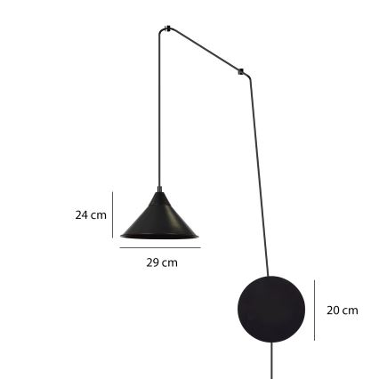 Lustr na lanku ABRAMO 1xE27/15W/230V černá