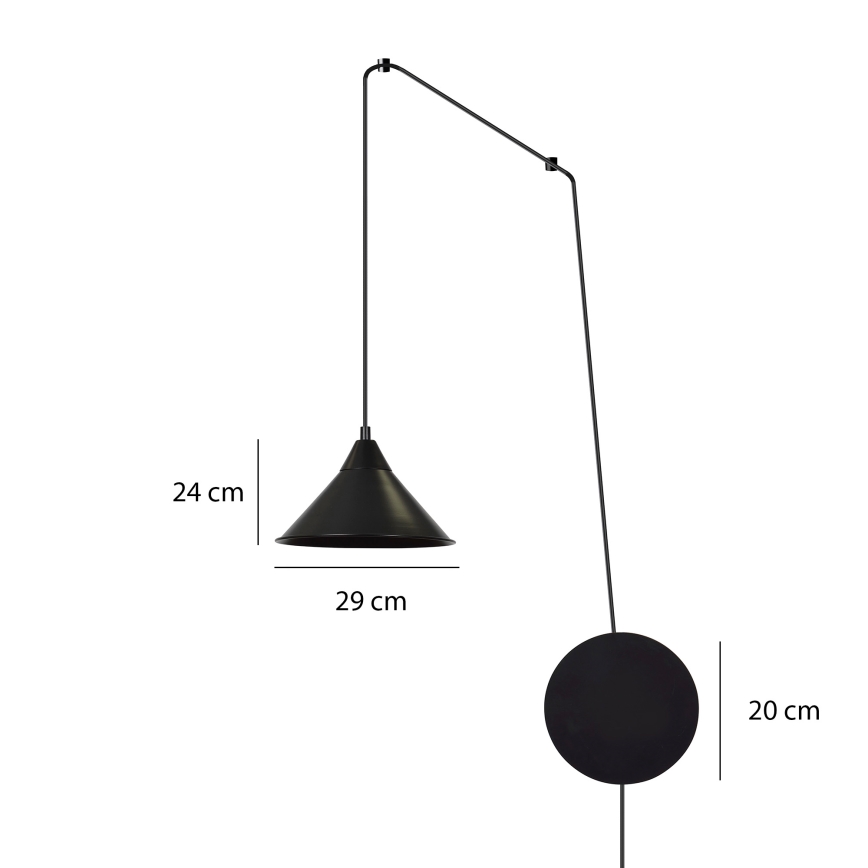 Lustr na lanku ABRAMO 1xE27/15W/230V černá