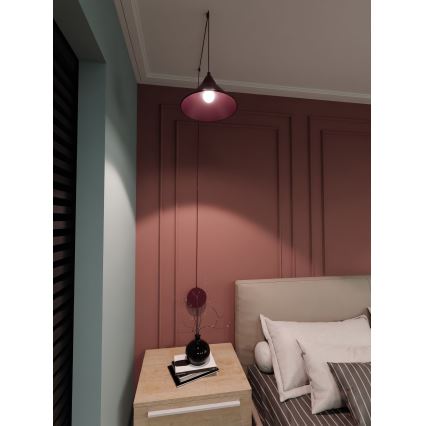 Lustr na lanku ABRAMO 1xE27/15W/230V červená